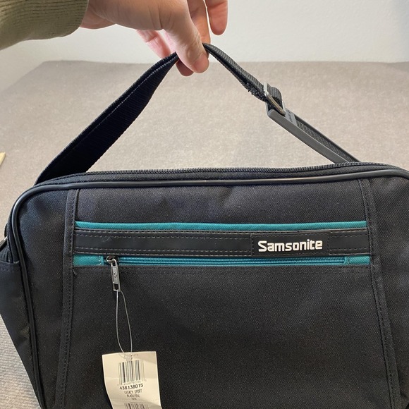 Samsonite Legacy Sport Black Teal Tote Bag Travel Shoulder Carry On New - Picture 2 of 8
